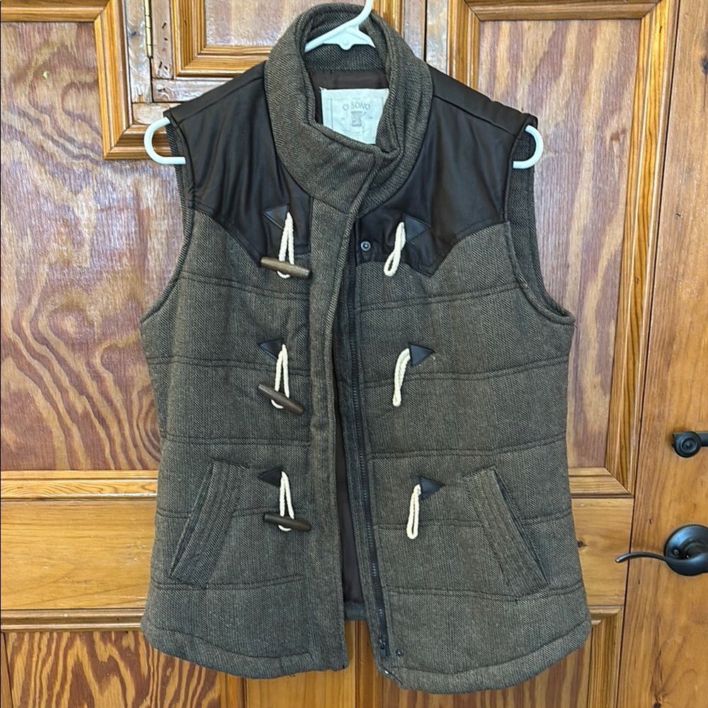 Ci Sono large Brown Wool Blend Vest with toggle Accents